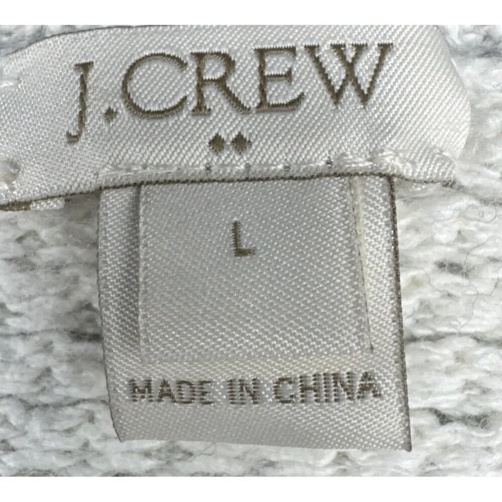 J. Crew Women’s Gray Striped Merino Wool Blend Crew Neck Sweater‎ Top Sz Large